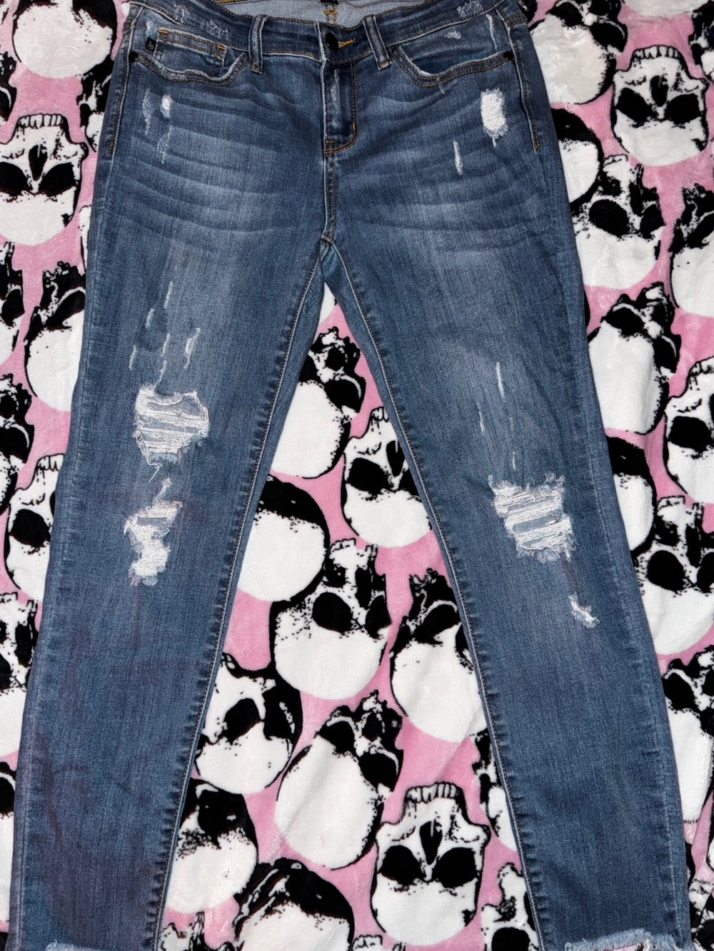Judy Blue Distressed Dark Blue Skinny Jeans